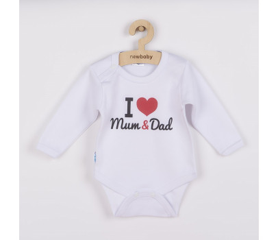 Body s potiskem New Baby I Love Mum and Dad - dárkové balení, Červená 80 (9-12m)