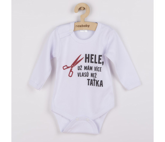 Body s potiskem New Baby Více vlasů než taťka - dárkové balení, Bílá 50