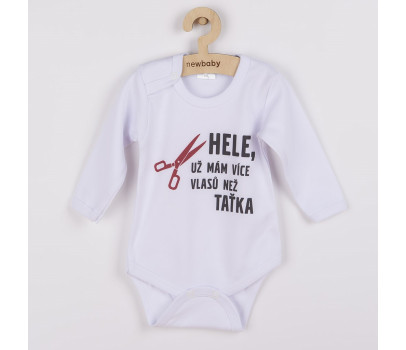 Body s potiskem New Baby Více vlasů než taťka - dárkové balení, Bílá 86 (12-18m)