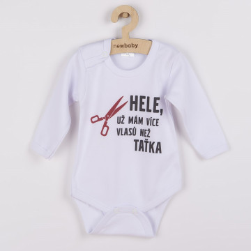 Body s potiskem New Baby Více vlasů než taťka - dárkové balení, Bílá 86 (12-18m)