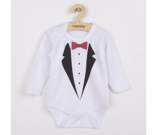Body s potiskem New Baby smoking - dárkové balení, Bílá 80 (9-12m)