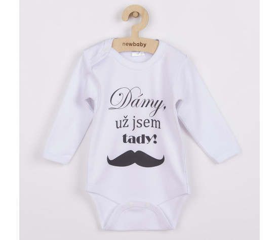 Body s potiskem New Baby Dámy, už jsem tady! - dárkové balení, Bílá 86 (12-18m)