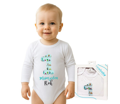 Body s potiskem New Baby Mám jeden Rok - dárkové balení, Zelená 86 (12-18m)