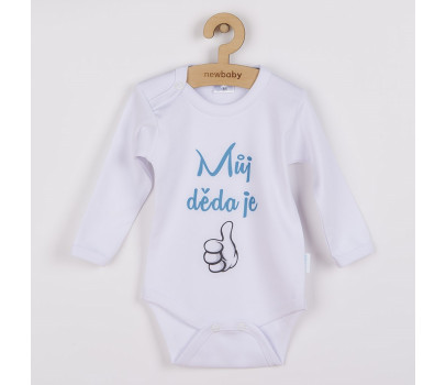 Body s potiskem New Baby Můj děda je jednička - dárkové balení, Tyrkysová 56 (0-3m)