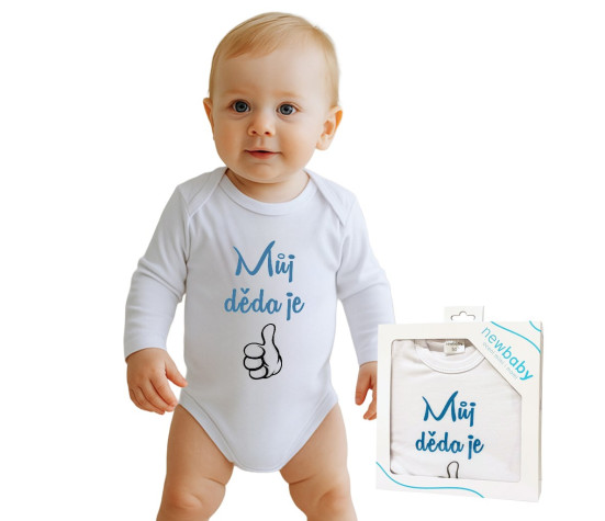 Body s potiskem New Baby Můj děda je jednička - dárkové balení, Tyrkysová 74 (6-9m)