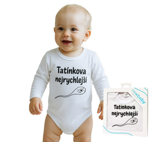 Body s potiskem New Baby Tatínkova nejrychlejší - dárkové balení, Bílá 86 (12-18m)