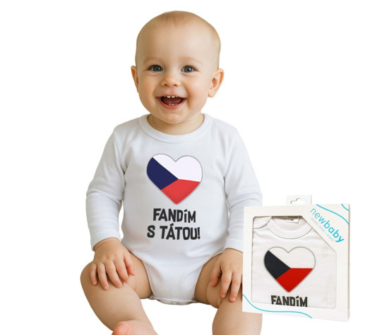 Body s potiskem New Baby Fandím s tátou - dárkové balení, Červená 56 (0-3m)