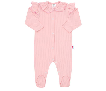 Kojenecký bavlněný overal New Baby Stripes růžový, Růžová 86 (12-18m)
