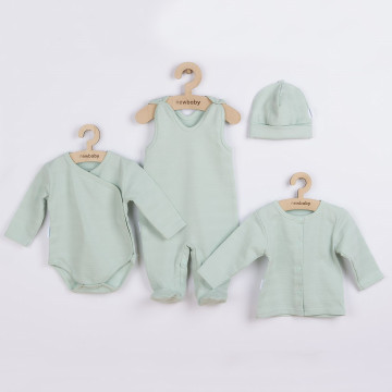 4-dílná kojenecká soupravička do porodnice New Baby I AM mátová, Zelená 62 (3-6m)