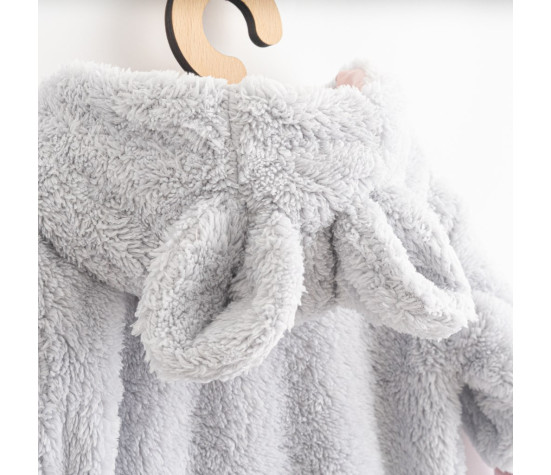 Luxusní dětský zimní overal New Baby Teddy bear šedo růžový, Šedá 62 (3-6m)