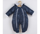 Zimní kojenecká kombinéza s kapucí a oušky New Baby Pumi blue, Modrá 68 (4-6m)
