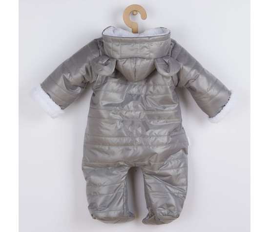 Zimní kojenecká kombinéza s kapucí a oušky New Baby Pumi grey, Šedá 68 (4-6m)