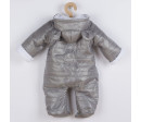 Zimní kojenecká kombinéza s kapucí a oušky New Baby Pumi grey, Šedá 68 (4-6m)