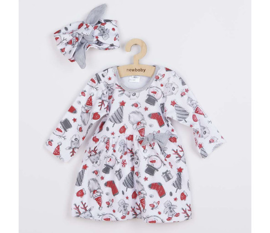 Kojenecké bavlněné šatičky s čelenkou New Baby Christmas, Dle obrázku 56 (0-3m)