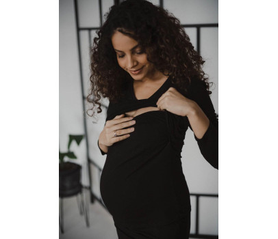 Těhotenské a kojící tričko Milk Shirt milk & love černá, Černá XL