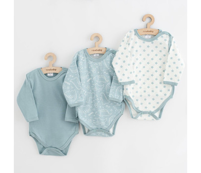Kojenecké celorozepínací body New Baby Classic II Uni 3ks mátové, Zelená 62 (3-6m)