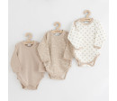 Kojenecké celorozepínací body New Baby Classic II Uni 3ks béžové, Béžová 68 (4-6m)