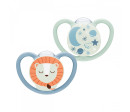 Dudlík NUK Happy Nights 6-18m 2ks/BOX kluk, Modrá 6-18 m