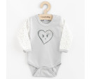 Kojenecké bavlněné body s dlouhým rukávem New Baby Srdíčka, Šedá 68 (4-6m)