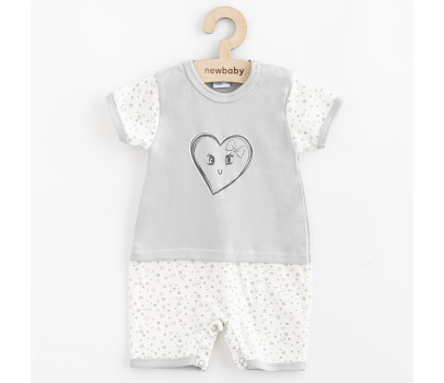 Kojenecký letní bavlněný overal New Baby Srdíčka, Šedá 68 (4-6m)