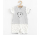 Kojenecký letní bavlněný overal New Baby Srdíčka, Šedá 80 (9-12m)