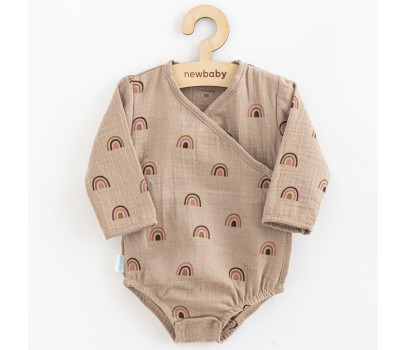 Kojenecké mušelínové body s bočním zavazováním New Baby Rainbow, Hnědá 86 (12-18m)