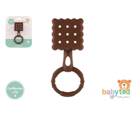 Chrastíček keksík babyted chrastítko silikon 13x5cm na kartě 0m+