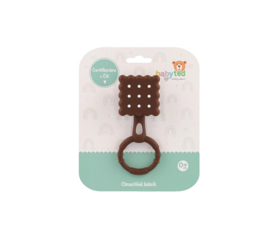 Chrastíček keksík babyted chrastítko silikon 13x5cm na kartě 0m+