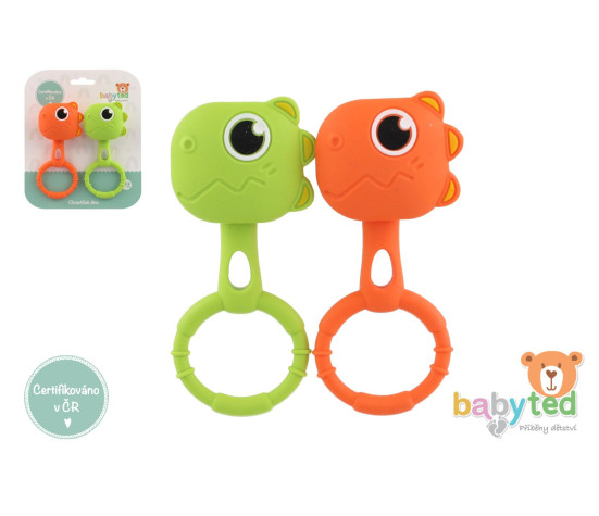 Chrastíček dino 2ks babyted chrastítko silikon 13x5cm na kartě 0m+