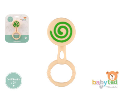 Chrastíček lízátko babyted chrastítko silikon 13x5cm na kartě 0m+