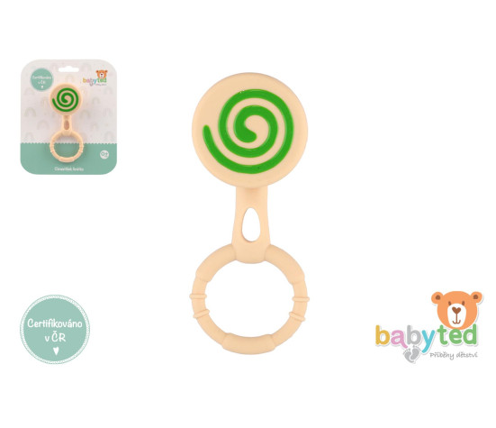 Chrastíček lízátko babyted chrastítko silikon 13x5cm na kartě 0m+
