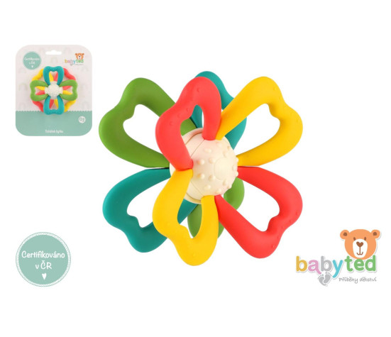 Točáček kytka babyted silikon/plast 9,5x5cm na kartě 0m+