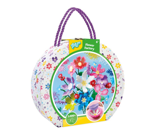 Kreativní kufřík zažehlovací korálky Továrna na květiny 2000ks s doplňky v kufříku 21x20cm