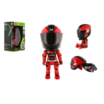 Figurka motorkáře ohebná kov/plast 12cm v krabičce 10,5x16,5cm