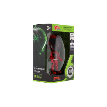 Figurka motorkáře ohebná kov/plast 12cm v krabičce 10,5x16,5cm