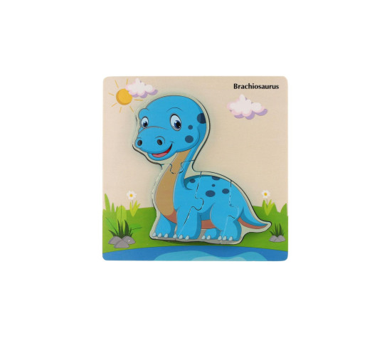 Vkládačka/Puzzle deskové dřevo dinosauři mix druhů v sáčku 16x15cm