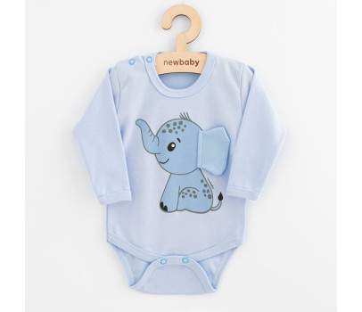 Kojenecké body s dlouhým rukávem New Baby Happy Elephant blue, Modrá 74 (6-9m)