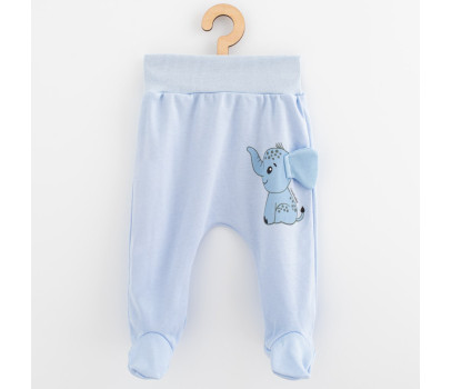 Kojenecké bavlněné polodupačky New Baby Happy Elephant blue, Modrá 56 (0-3m)