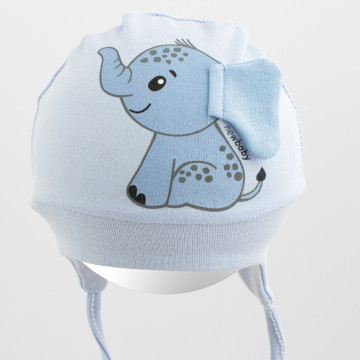 Bavlněná kojenecká čepička New Baby Happy Elephant blue, Modrá 80/86