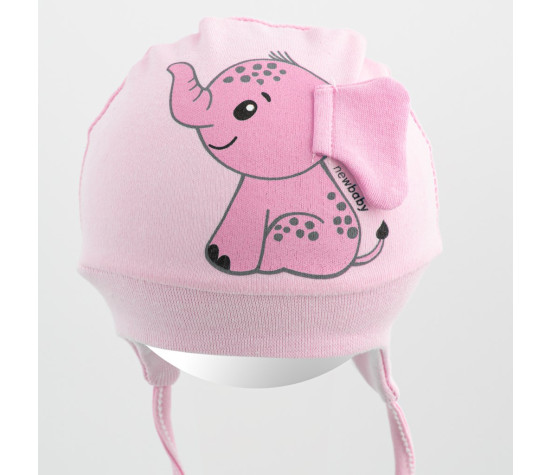 Bavlněná kojenecká čepička New Baby Happy Elephant pink, Růžová 68/74