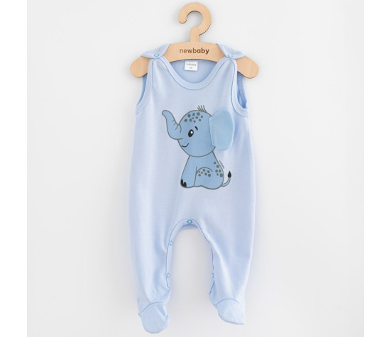 Kojenecké bavlněné dupačky New Baby Happy Elephant blue, Modrá 68 (4-6m)