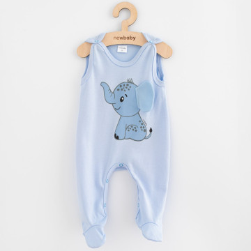 Kojenecké bavlněné dupačky New Baby Happy Elephant blue, Modrá 74 (6-9m)