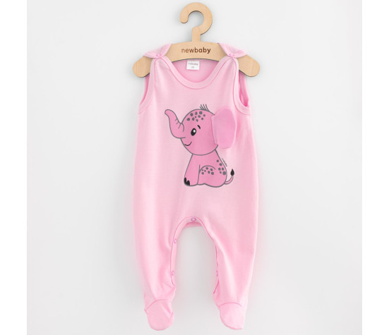 Kojenecké bavlněné dupačky New Baby Happy Elephant pink, Růžová 68 (4-6m)