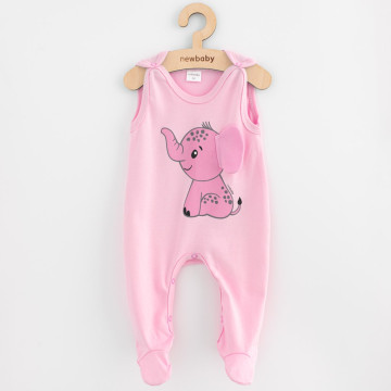 Kojenecké bavlněné dupačky New Baby Happy Elephant pink, Růžová 80 (9-12m)