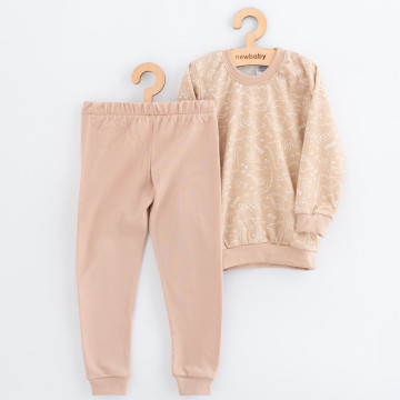 Dětské bavlněné pyžamko New Baby beige dino, Béžová 116/122