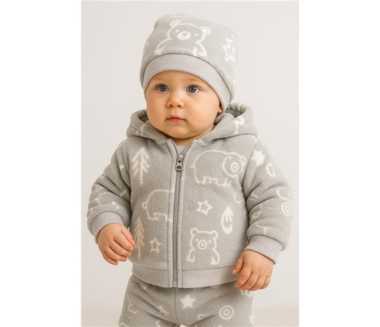Kojenecká Wellsoft zimní čepička New Baby Winter times, Šedá 68/74