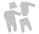 Kojenecká soupravička do porodnice Nicol Baby Animals šedá, Šedá 62 (3-6m)