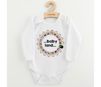 Dětské body s potiskem New Baby ...baby land..., Bílá 56 (0-3m)