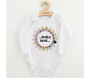 Dětské body s potiskem New Baby ...baby land..., Bílá 62 (3-6m)