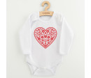Dětské body s potiskem New Baby Lidový vzor červené srdíčko, Červená 80 (9-12m)